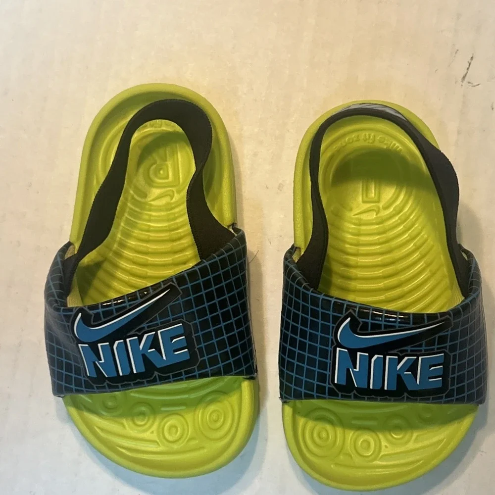 Nike Kawa SE Slides Toddler Sandals Baby Volt Blue CW1658-001 Size 5C